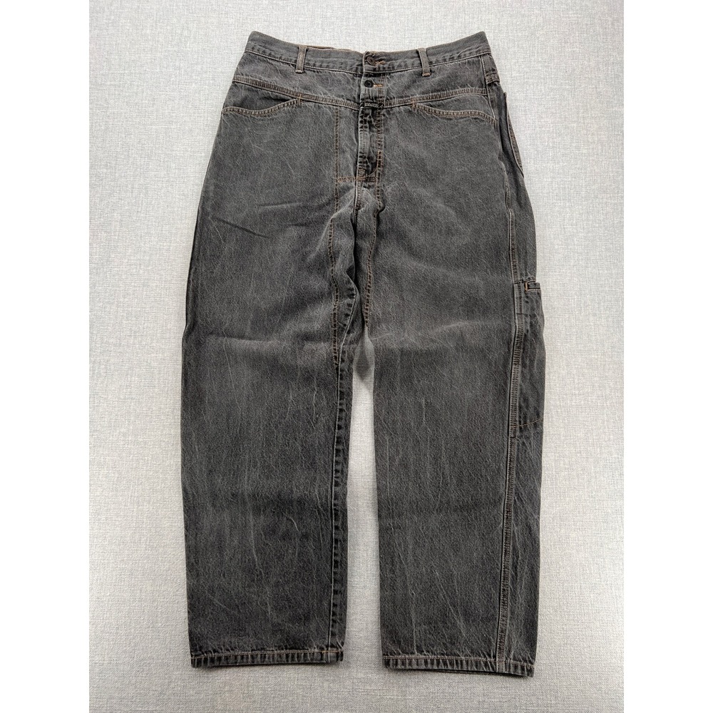 VTG Y2K Girbaud Brand X Carpenter Jeans Men 34x29 Black Acid Wash Utility Denim